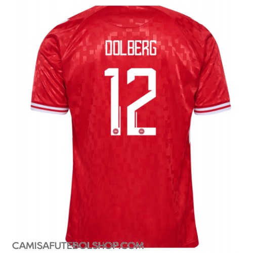 Camisa de time de futebol Dinamarca Kasper Dolberg #12 Replicas 1º Equipamento Europeu 2024 Manga Curta